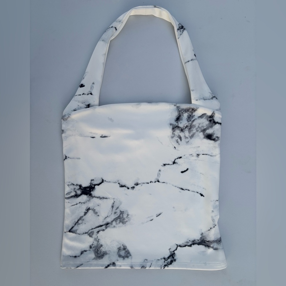 Express Black and White Marble Pattern halter top